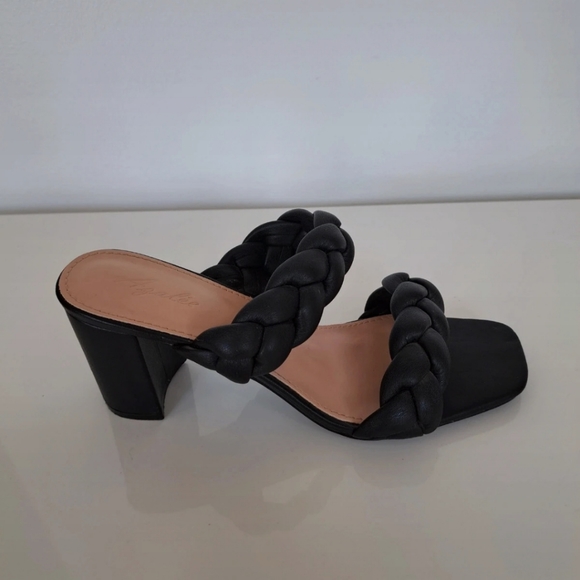 Envy Size 39 Uk 6 Black 'Knot To Miss' Braided Faux Leather Heel Sandals, Mules. - Picture 13 of 14
